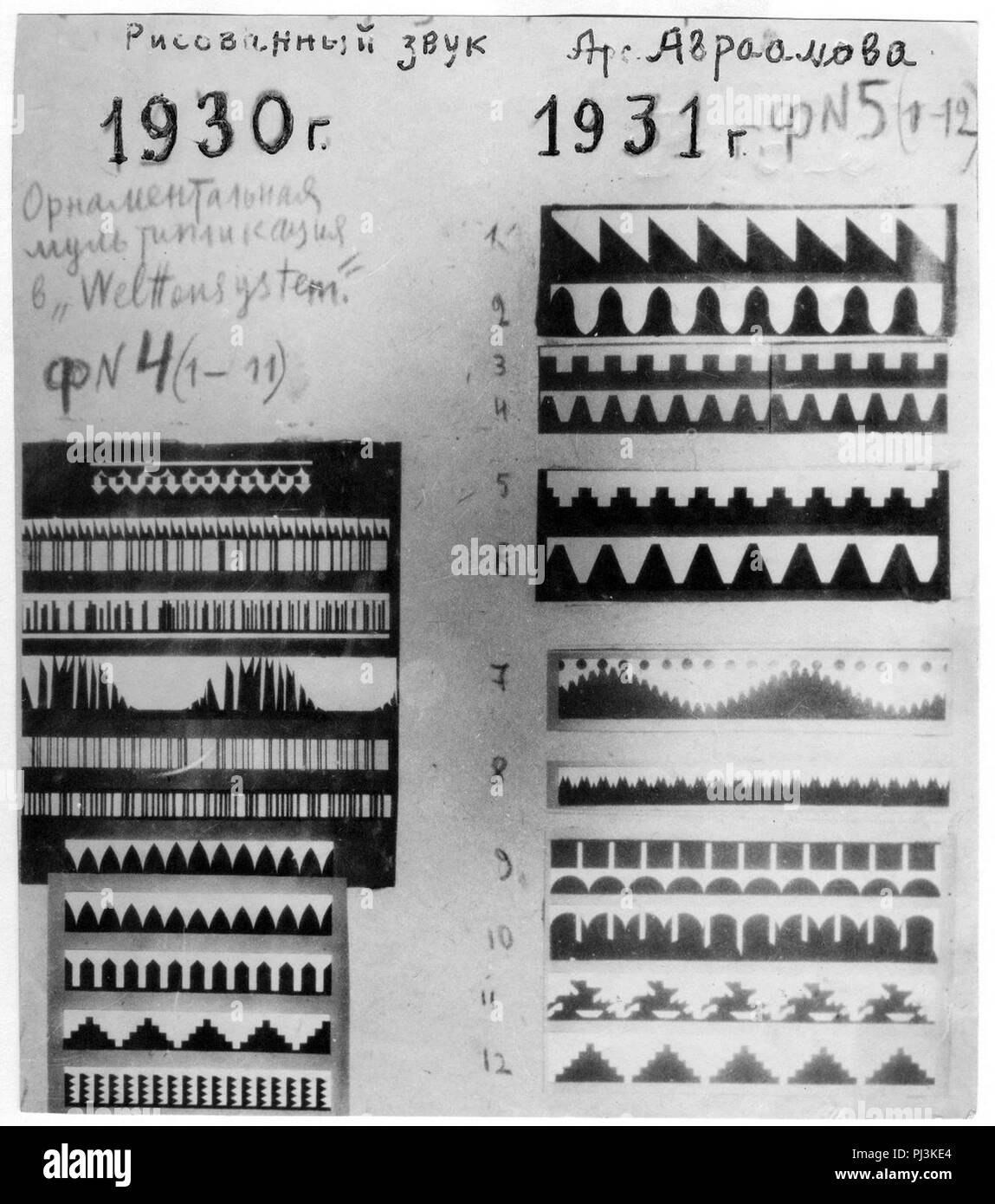 Arseny Avraamov 1930-31 Film Sound. Stockfoto