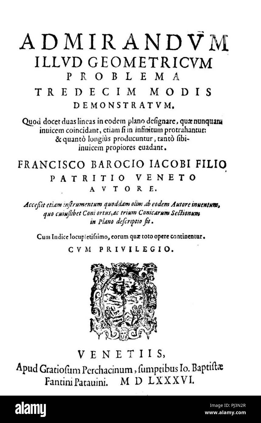 Barozzi - Admirandum geometricum illud problema tredecim Modis demonstratum, 1586 - 1213027. Stockfoto