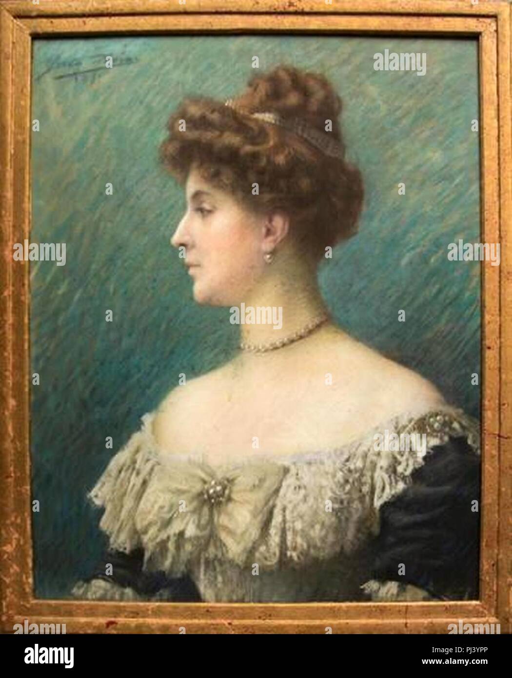 Aviat - Portrait d'une élégante au collier de Perles (1897). Stockfoto