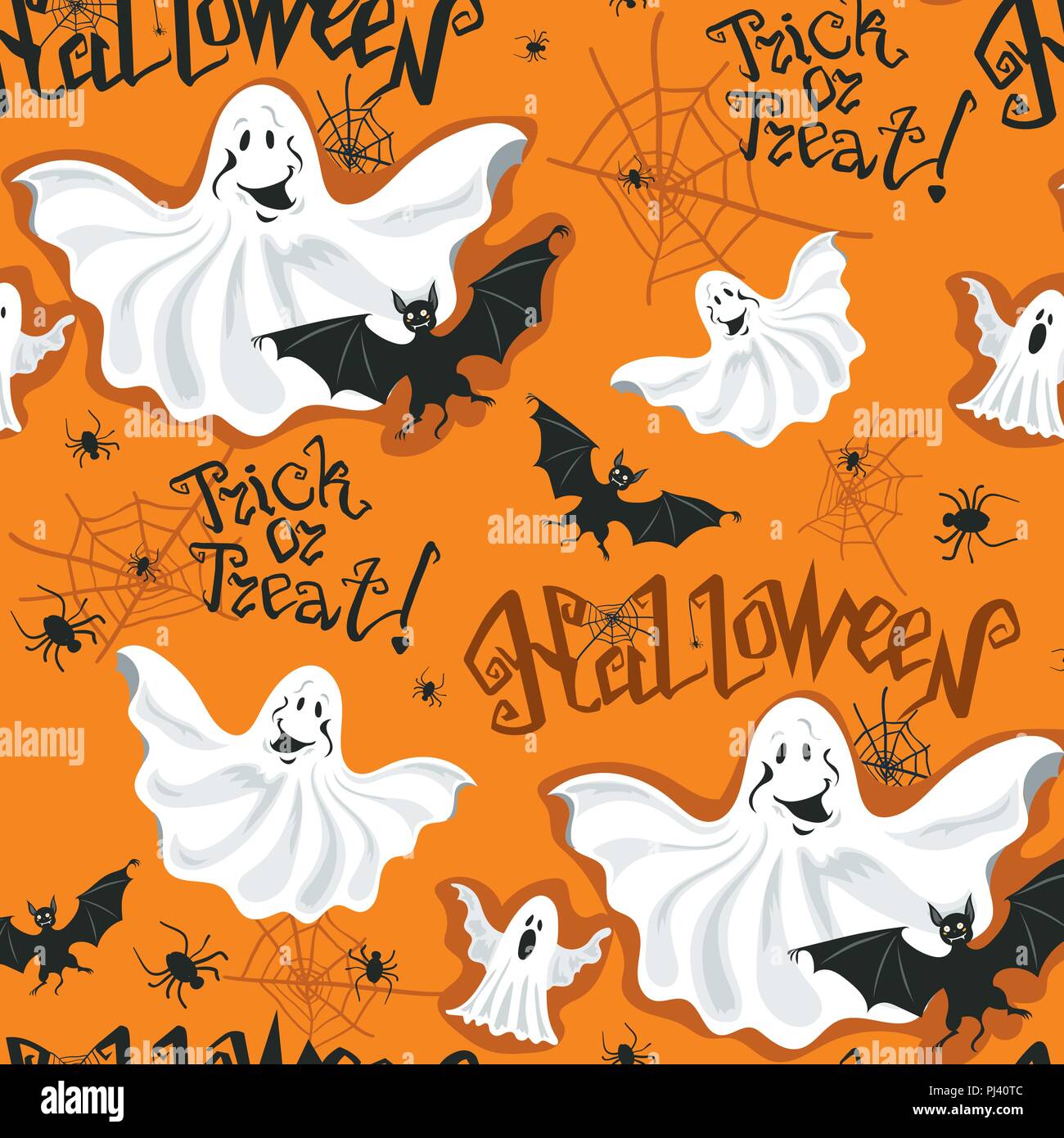 Halloween Symbole nahtlose Muster. Bat und Spider s Web auf weißem Hintergrund. Schwarze und weiße Vektor-illustration Halloween drucken Stock Vektor