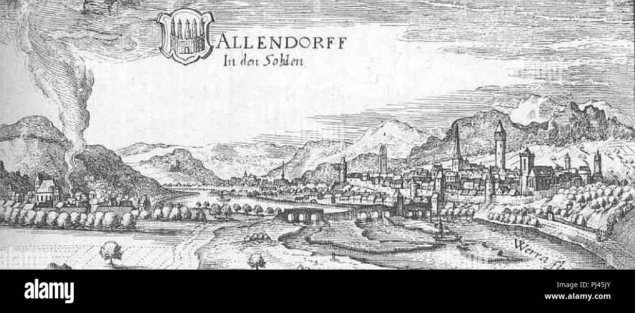 Bad Sooden-Allendorf De Merian Hassiae. Stockfoto