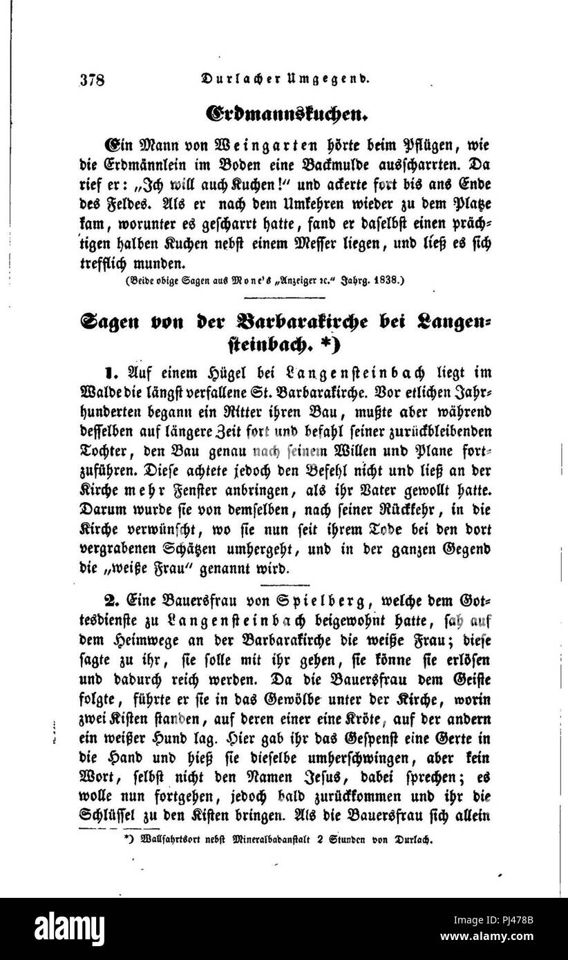 Badisches Sagenbuch II 378. Stockfoto