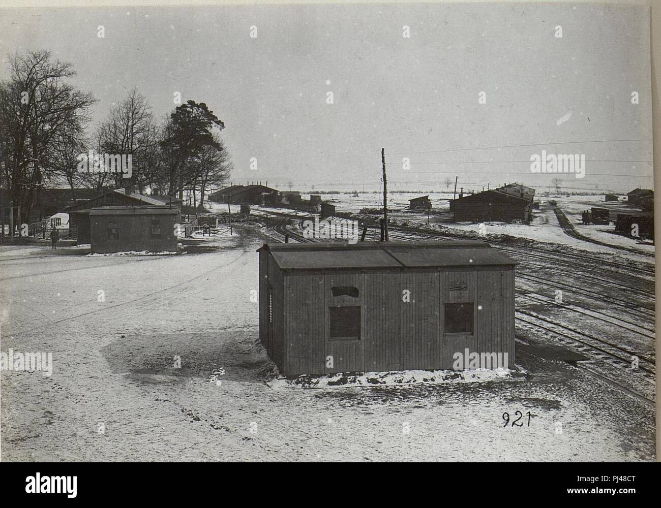 Bahnanlagen in Galizien, wahrscheinlich nahe Kowel Stockfoto