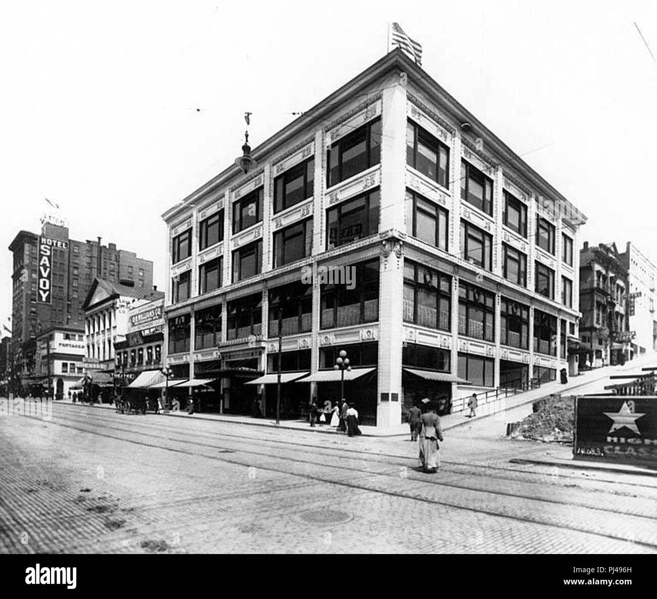 Baillargeon Gebäude, nordöstliche Ecke der 2. Avenue und Spring Street, Seattle. Stockfoto