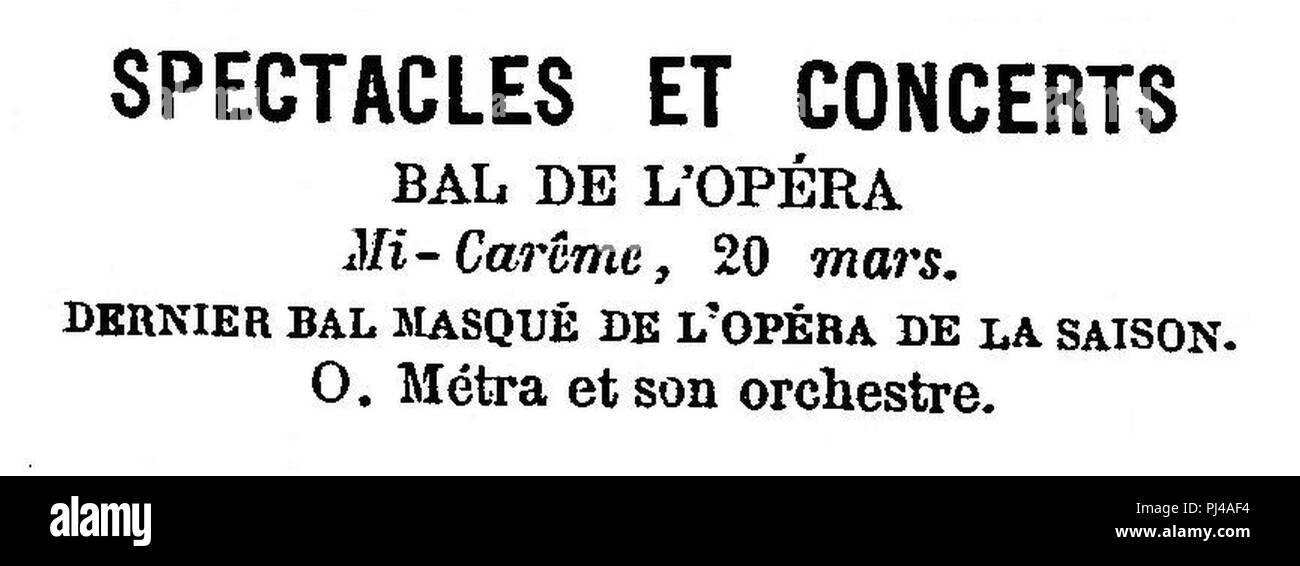 Bal de l'Opéra - Mi-Car ême 1879. Stockfoto