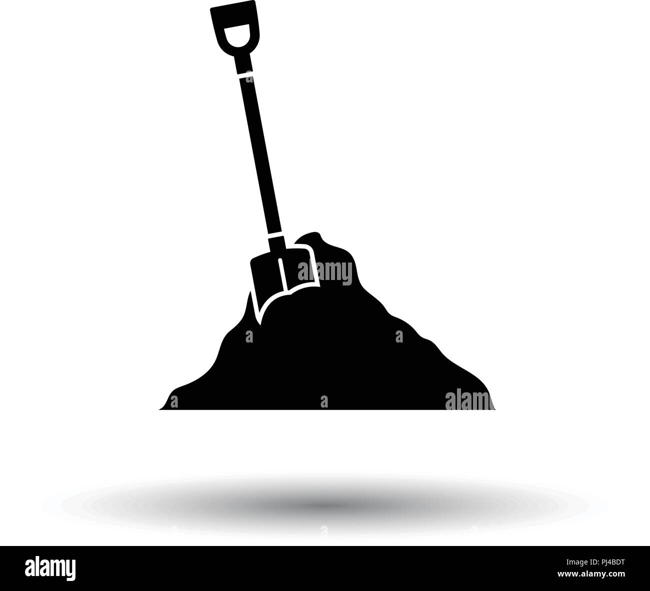 Ikone der Bau Schaufel und Sand. Weißen Hintergrund mit Schatten Design. Vektor-Illustration. Stock Vektor