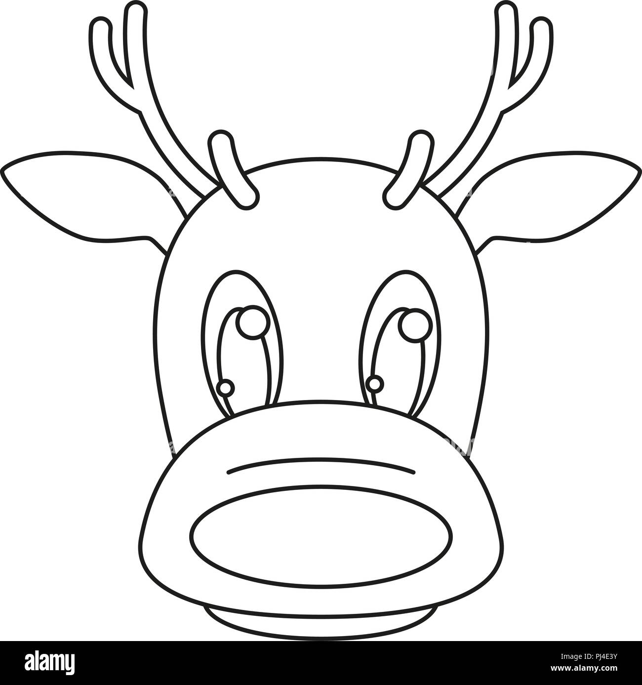 Line Art schwarze und weiße Rentier Kopf Vektor Abbildung