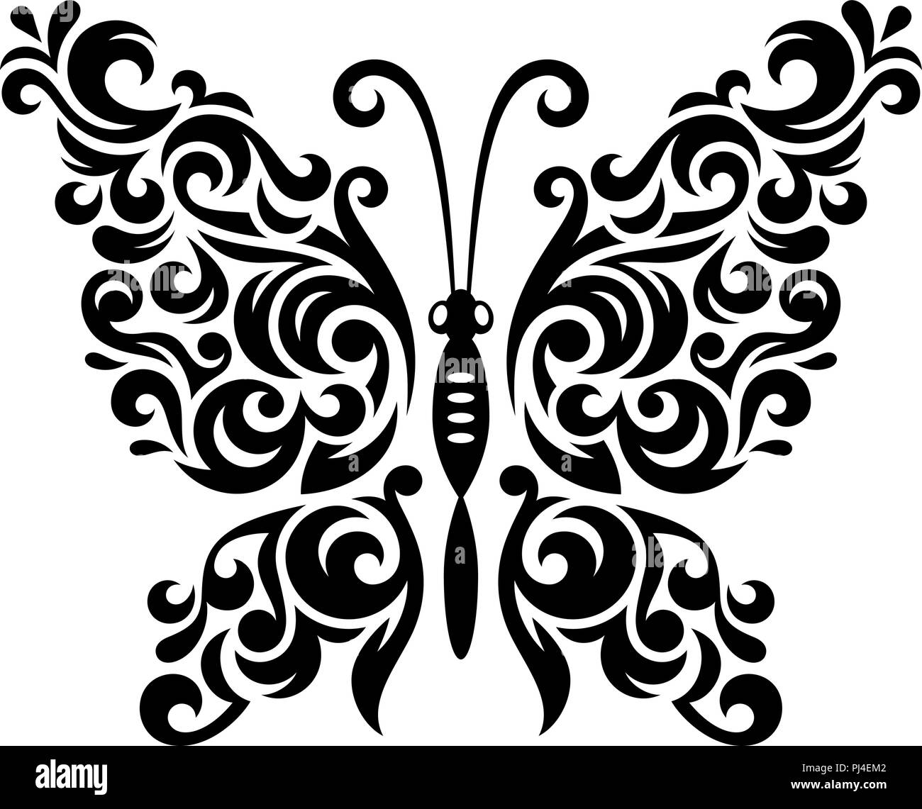 Vector Illustration der abstrakten Schmetterling in den Farben Schwarz und Weiß Stock Vektor