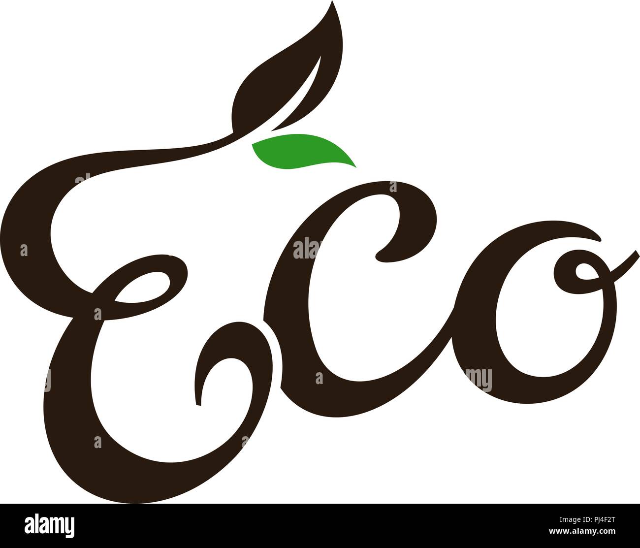 Eco-Schriftzug, Vector Illustration, Idee für Bauernhof Markt Stock Vektor