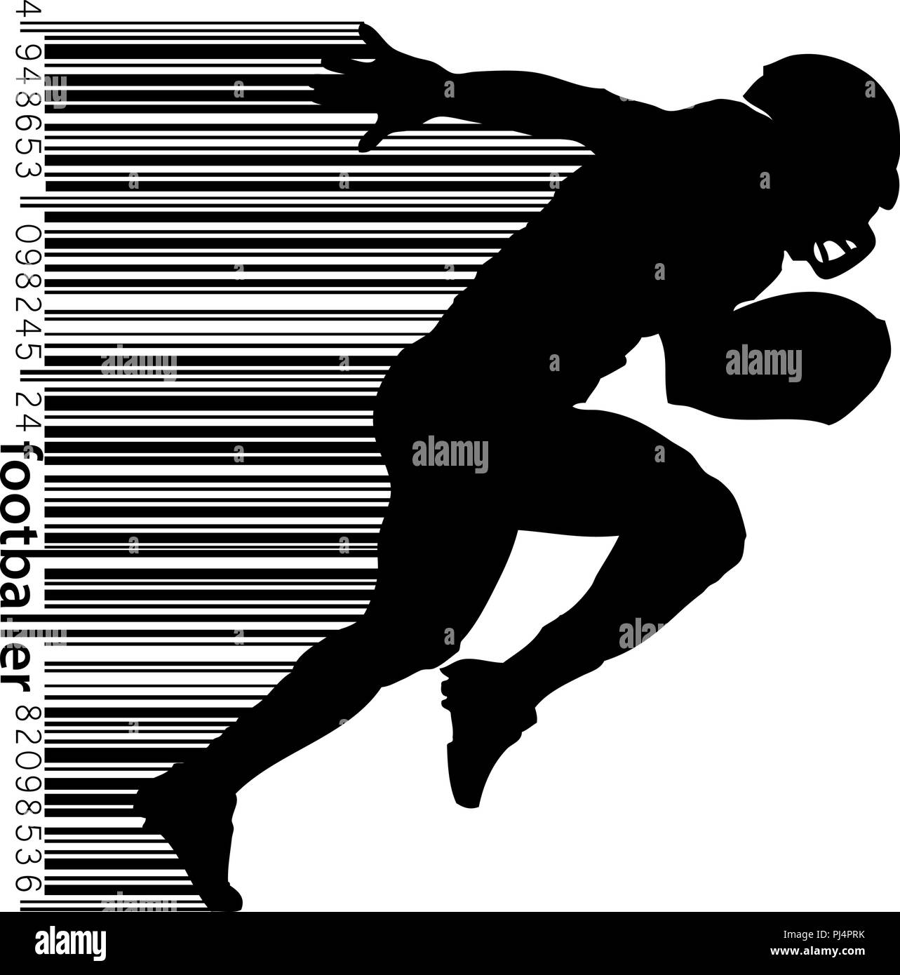 Silhouette einer Fußball-Spieler. Hintergrund und Text auf einem separaten Layer, Farbe kann mit einem Klick geändert werden. Rugby. American Football Stock Vektor