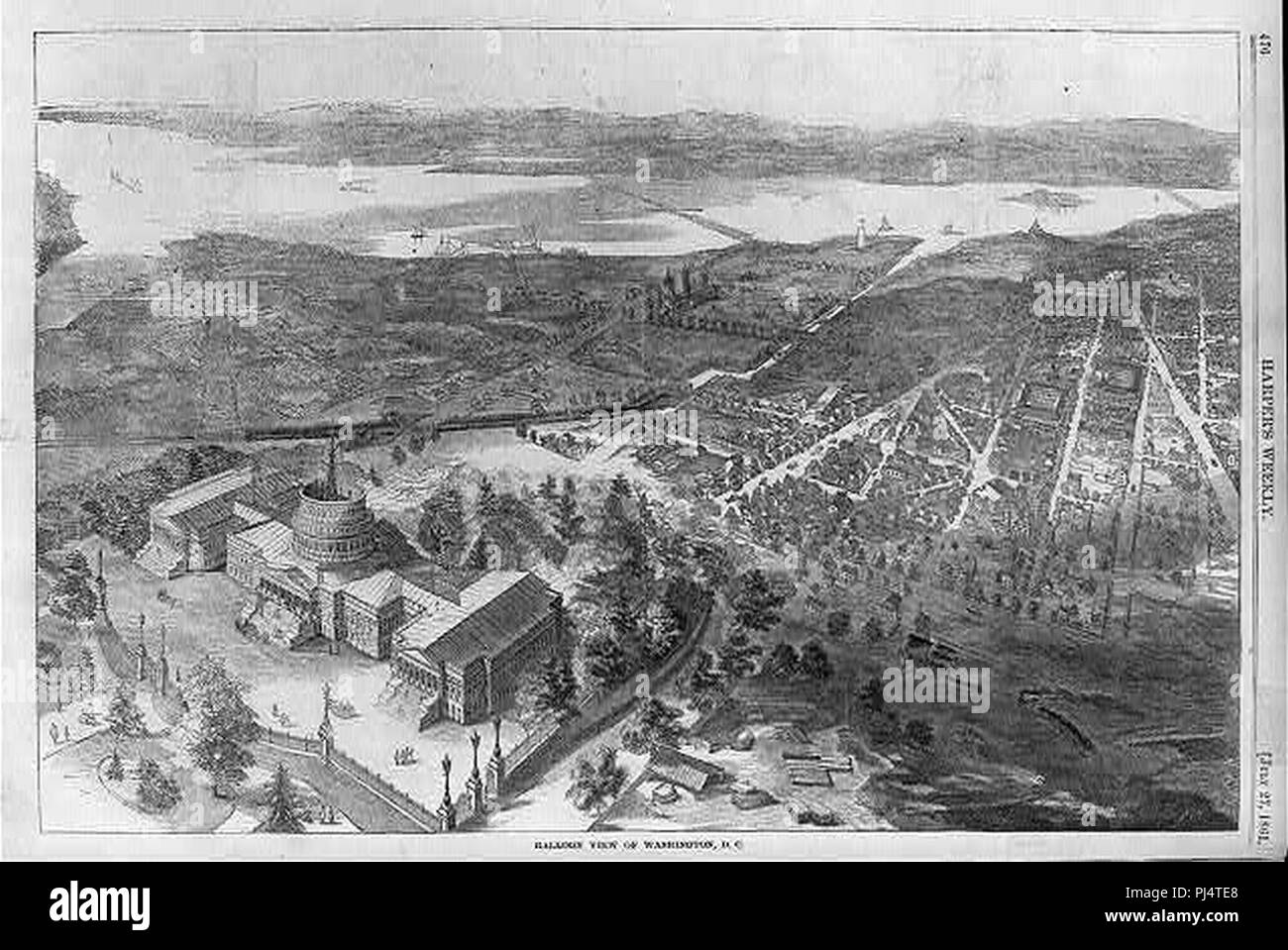 Ballon Blick auf Washington D.C. (mit US Capitol im Vordergrund) Stockfoto