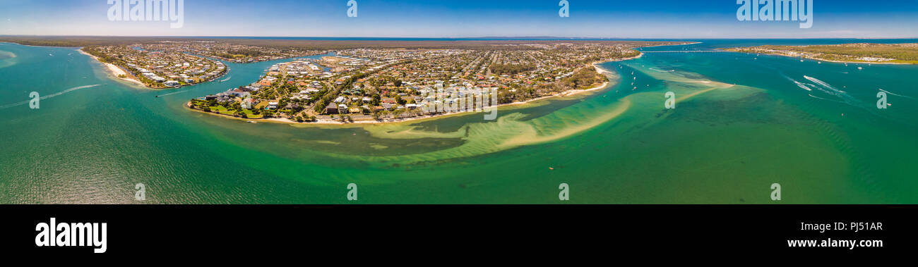 Antenne drone Ansicht von Süden Bribie Island, Sunshine Coast, Queensland, Australien Stockfoto