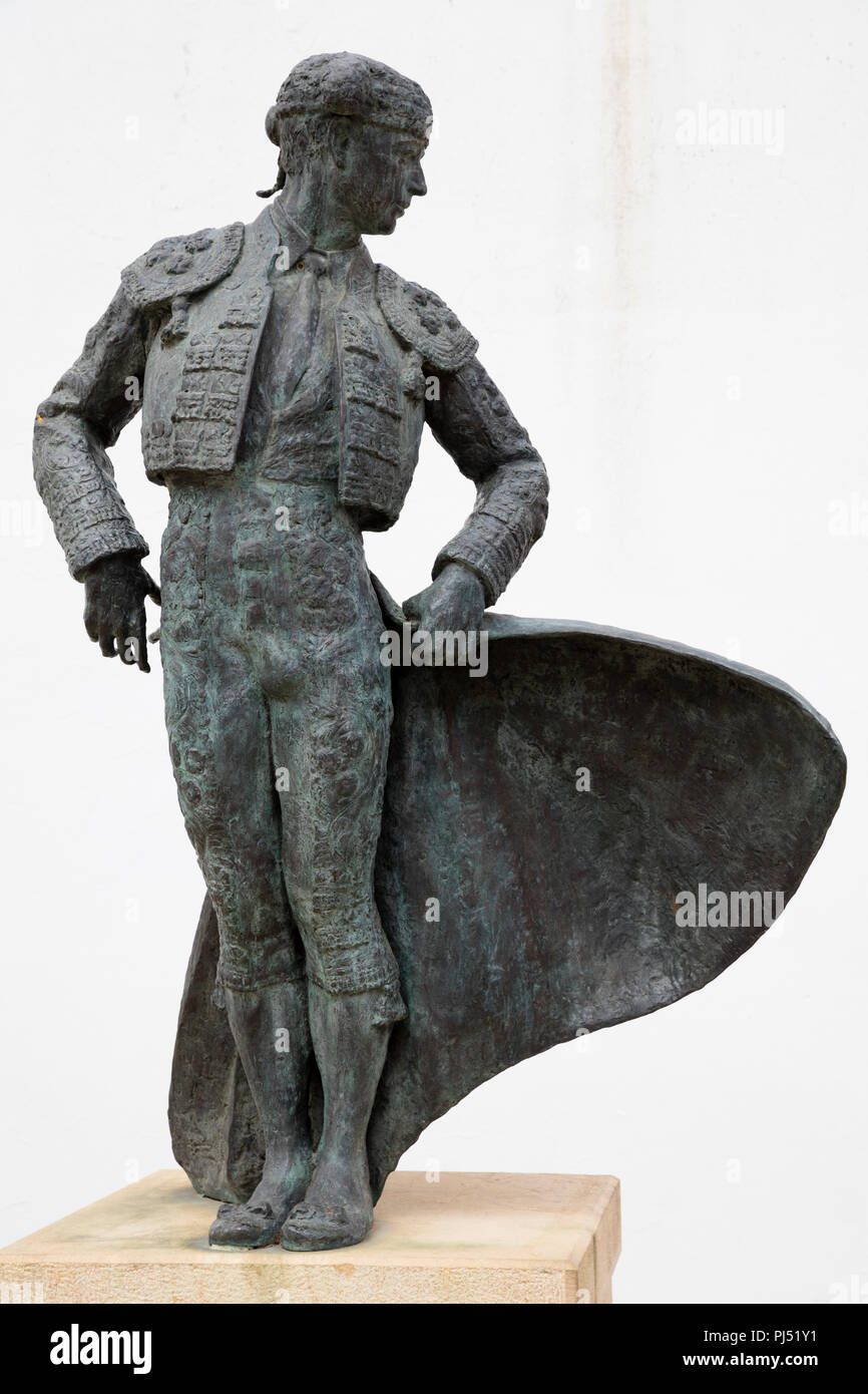 Cayetano Ordonez, El Nino de la Palma, Torero, Statue, Ronda, Andalusien, Spanien Stockfoto