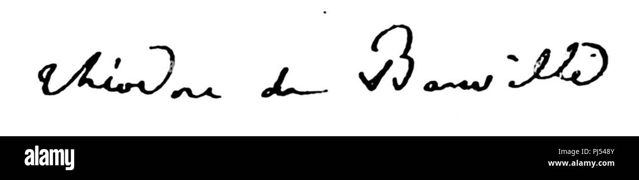 Signatur Théodore de Banville. Stockfoto