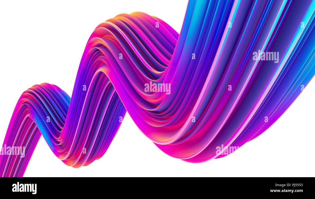 3D-Render abstrakte holographische Ultra Violet fluid Form für trendige Weihnachten Design. Stockfoto