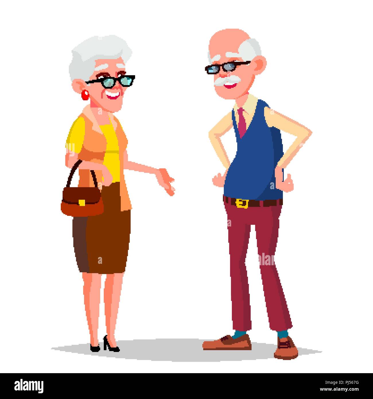Ältere Paare Vektor. Großvater und Großmutter. Silbernes Haar. Ältere Dame und den Herrn. Isolierte flache Cartoon Illustration Stock Vektor