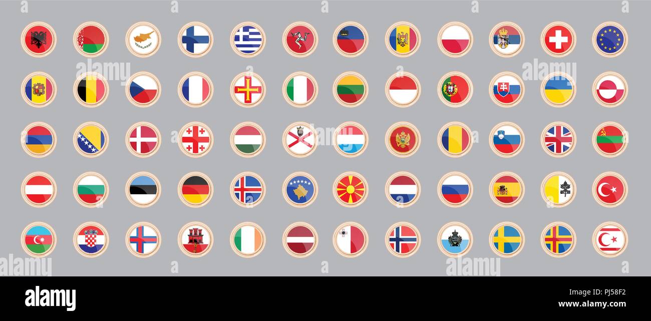Flaggen der Länder Europas. Reihe von Icons. Stock Vektor