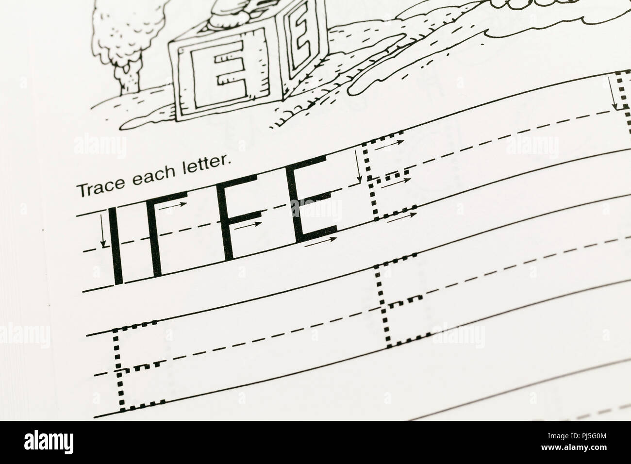 Vorschule Englisch schreiben Arbeitsmappe - USA Stockfoto