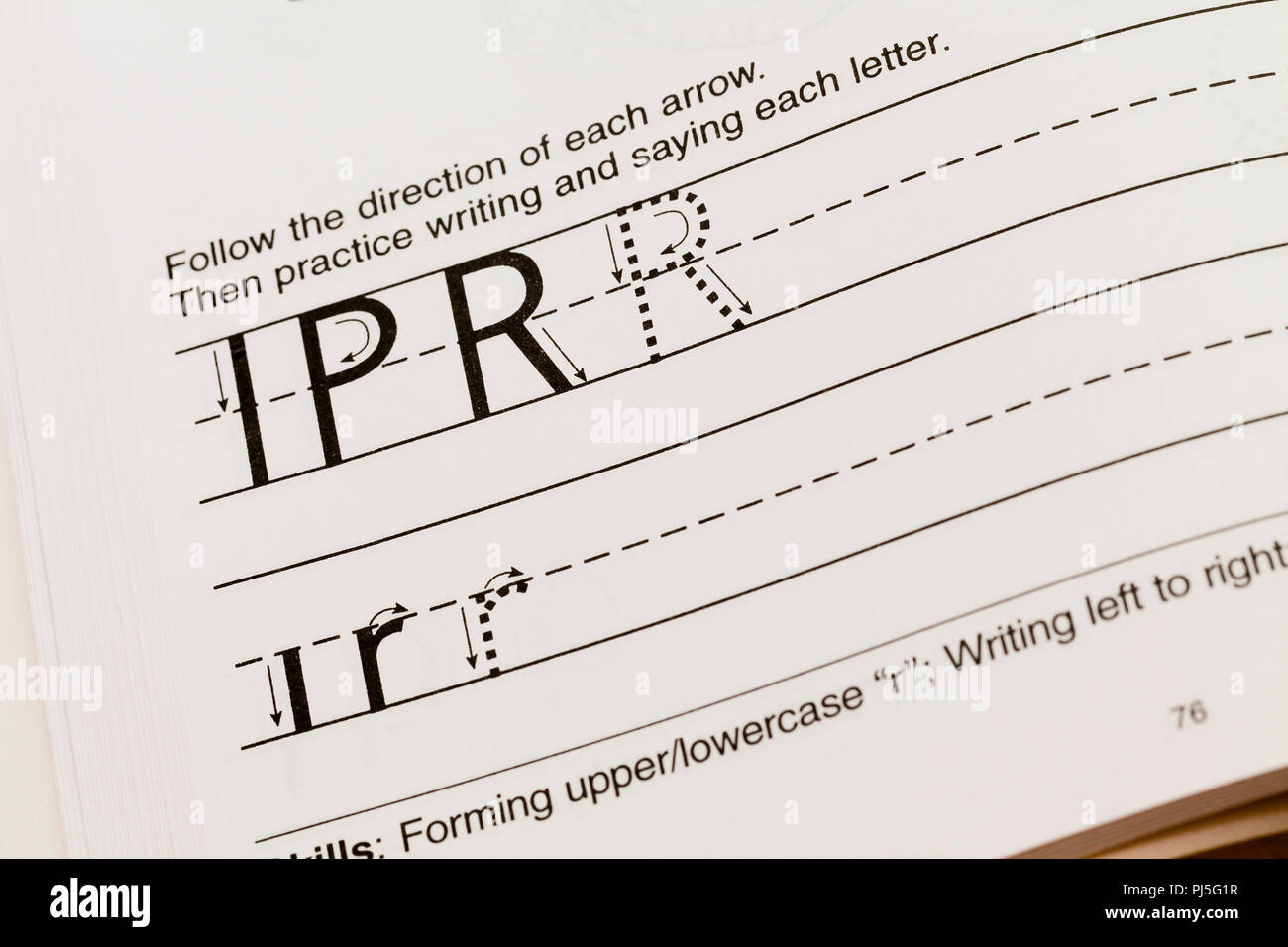 Vorschule Englisch schreiben Arbeitsmappe - USA Stockfoto