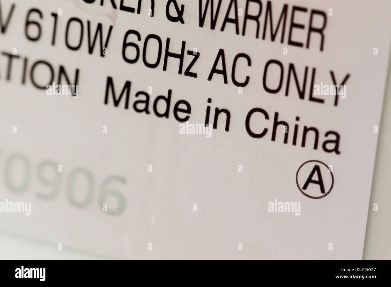 In China Label auf Elektronik gemacht Stockfoto