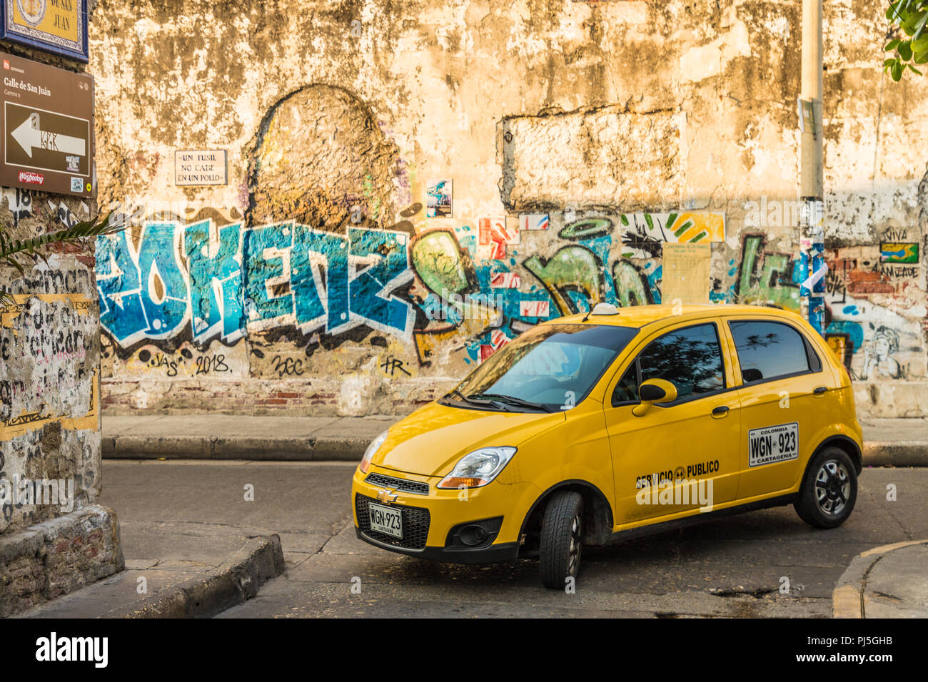 Eine typische Ansicht in Cartagena in Kolumbien. Stockfoto