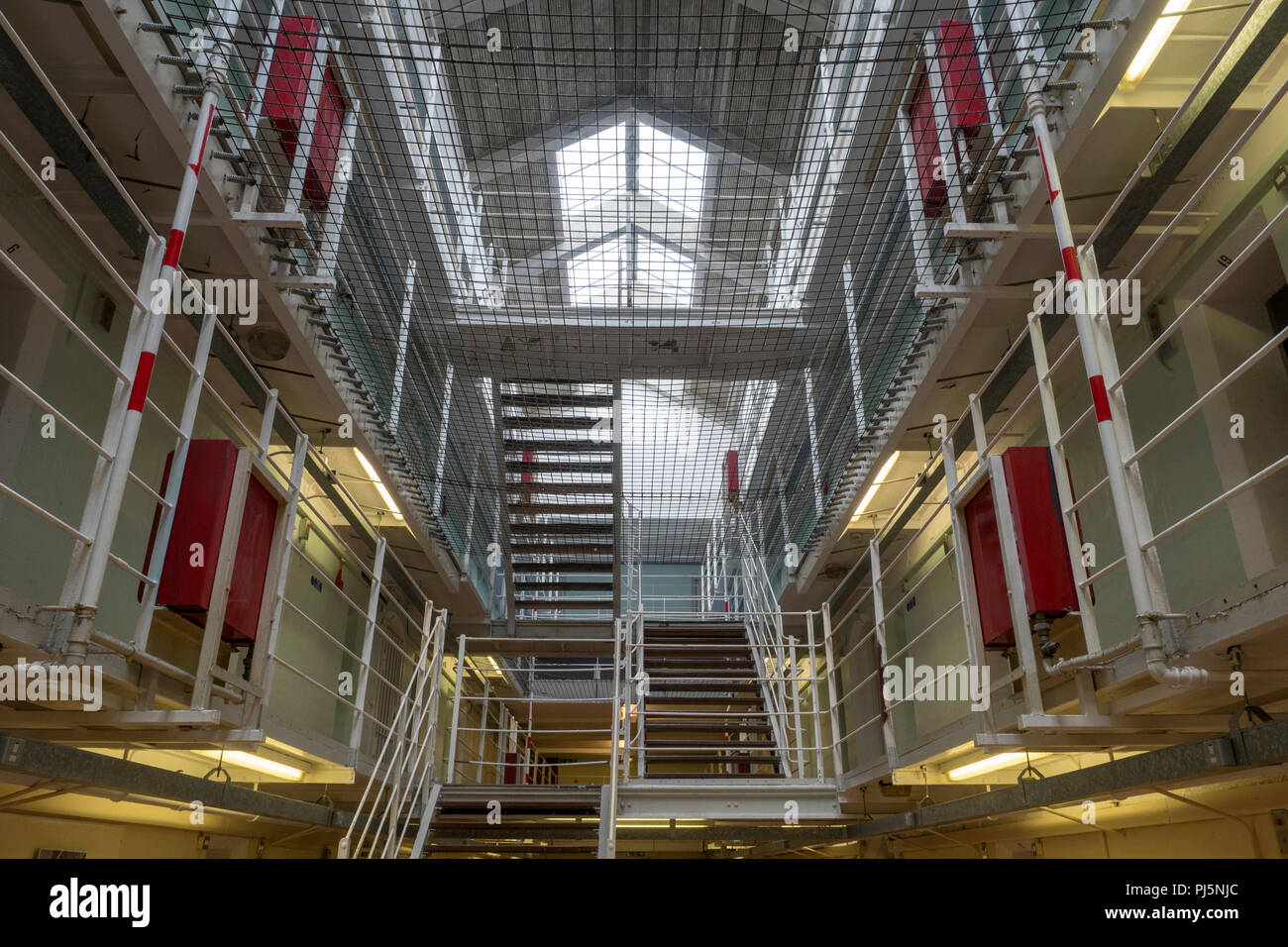 Ebenen und Zellen in Peterhead Gefängnis, Schottland. Ursprünglich im Jahre 1888 eröffnet, das Gefängnis geschlossen in 2013 und ist heute als Museum erhalten. Stockfoto
