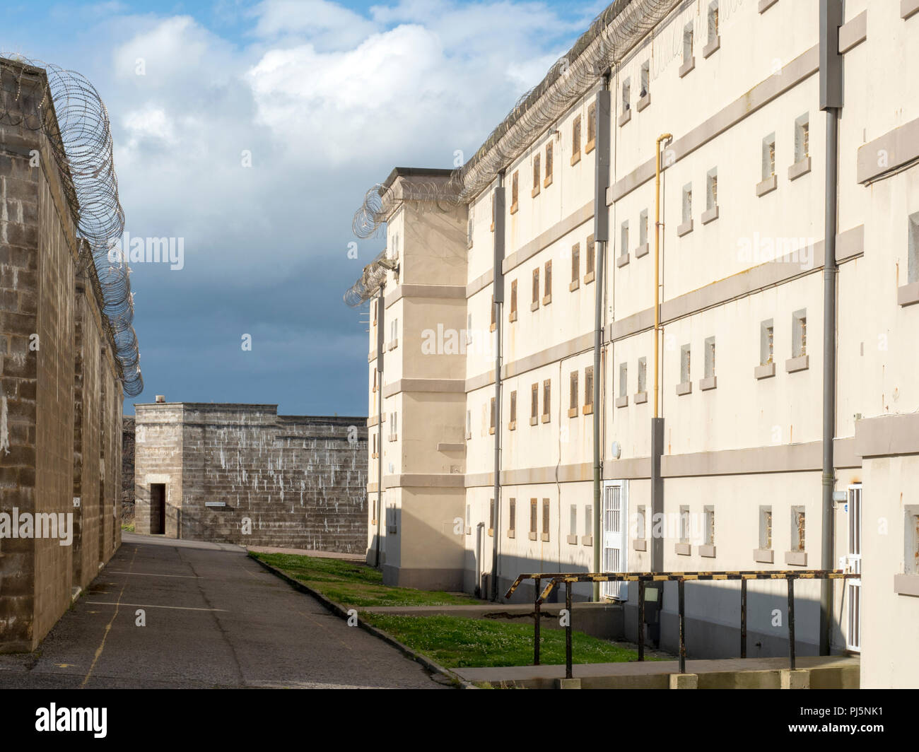 Zelle Bausteine und Gebäude in Peterhead Gefängnis, Schottland. Ursprünglich im Jahre 1888 eröffnet, das Gefängnis geschlossen in 2013 und ist heute als Museum erhalten. Stockfoto
