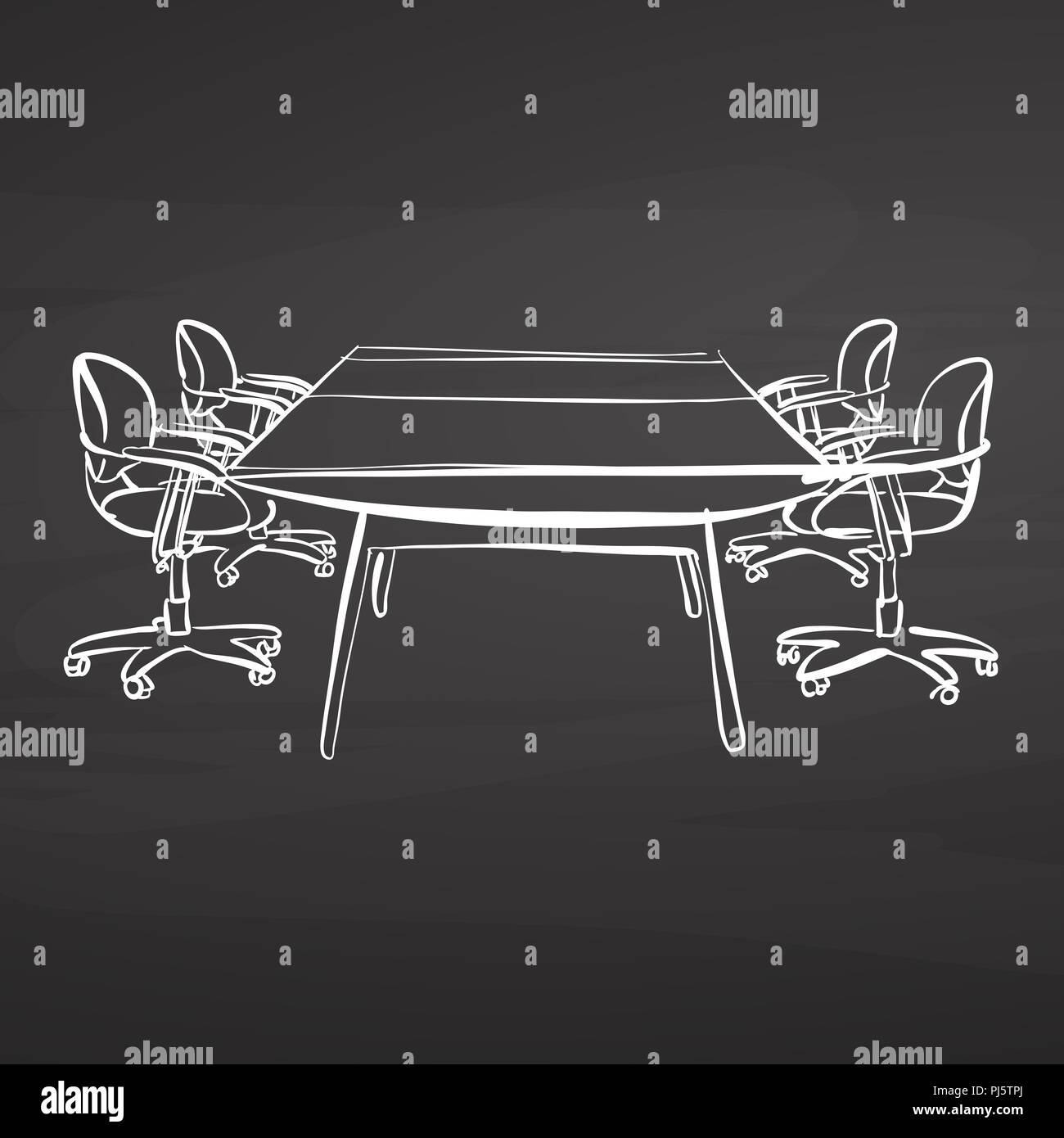 Sitzung Schreibtisch Zeichnung auf schiefertafel. Handgezeichnete vektor Skizze. Business Concept Design. Stockfoto Sitzung Schreibtisch Zeichnung auf schiefertafel. Handgezeichnete vektor Skizze. Business Concept Design. Stockfoto