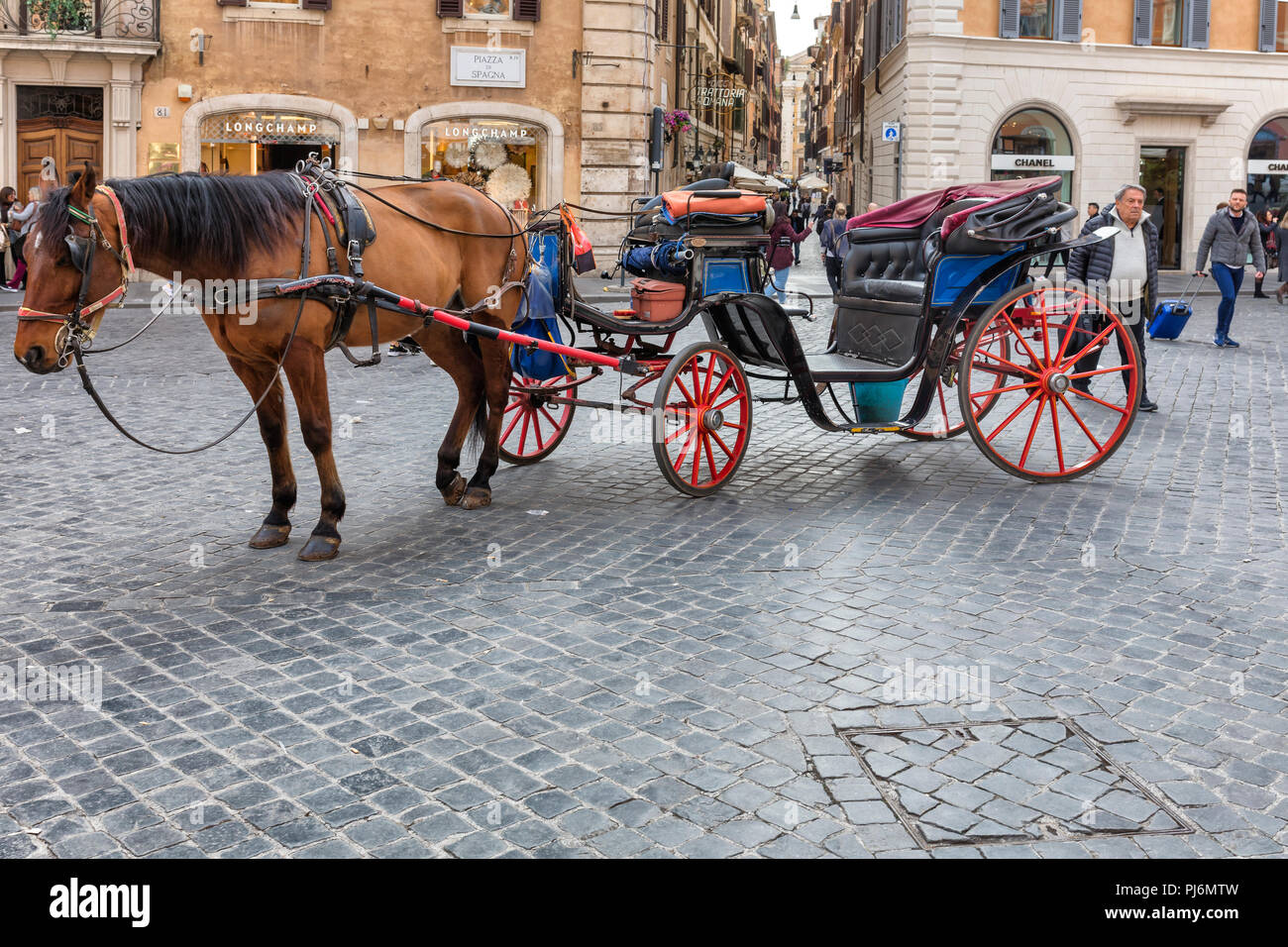 Pferdekutsche, Piazza di Spagna, Rom, Latium, Italien Stockfoto