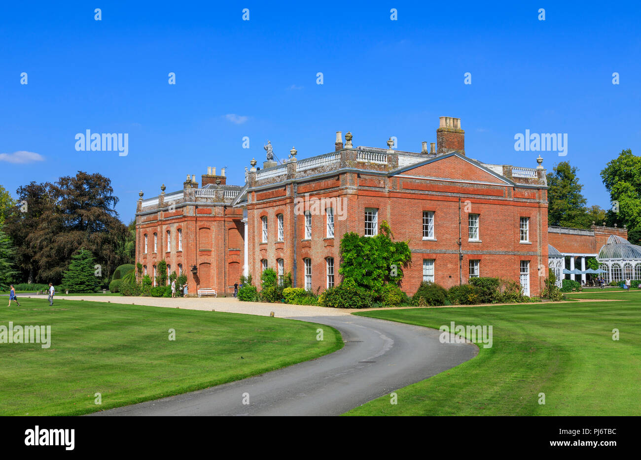Avington Park, eine Palladianische Villa Landhaus von Parks und Gärten im Avington in der Nähe von Winchester, Hampshire umgeben, Südengland Stockfoto