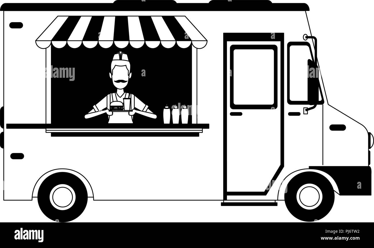 pix Food Truck Italien Dessin https www alamy de foodtruck restaurant in schwarz und weiss isoliert image217739454 html