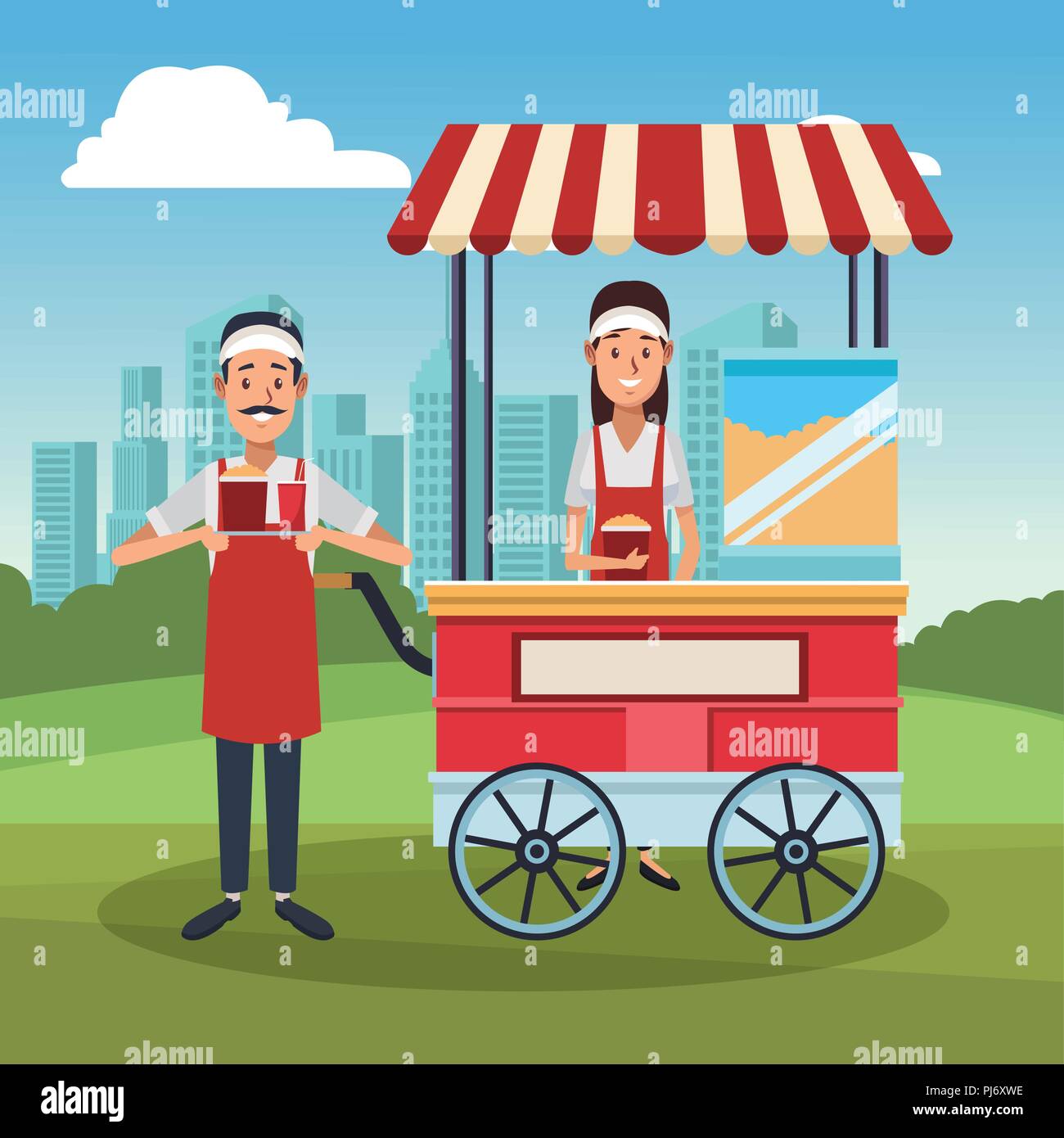 Pop Corn stand Warenkorb Stock Vektor