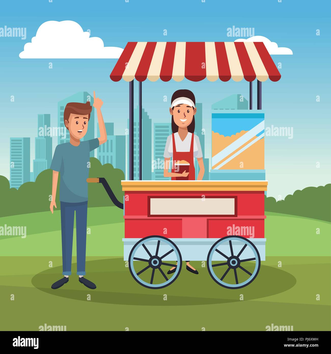 Pop Corn stand Warenkorb Stock Vektor