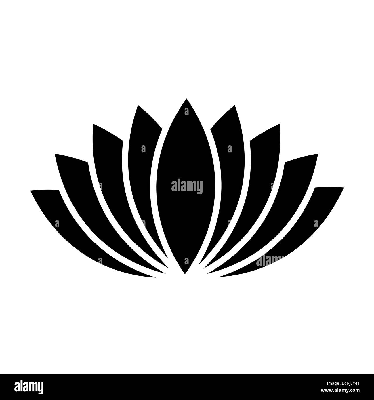 Vector schwarz Lotus Symbol auf weißem Hintergrund Stock Vektor