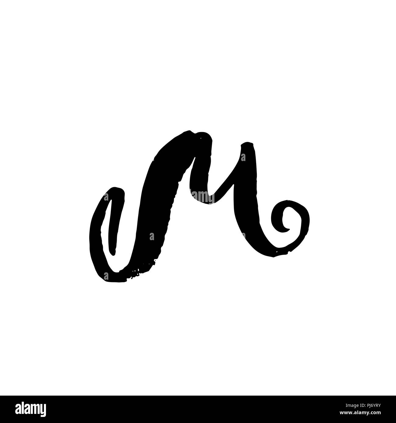 Von Hand bemalt Schreiben M. trockenen Pinsel modernen Schriftzug. Vector Illustration. Stock Vektor