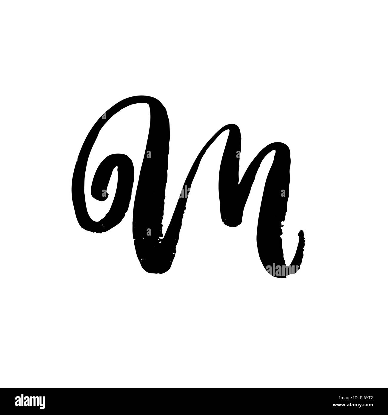 Von Hand bemalt Schreiben M. trockenen Pinsel modernen Schriftzug. Vector Illustration. Stock Vektor