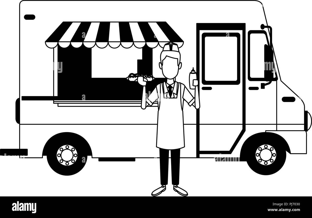 pic Food Truck Italien Dessin https www alamy de foodtruck restaurant in schwarz und weiss isoliert image217741972 html