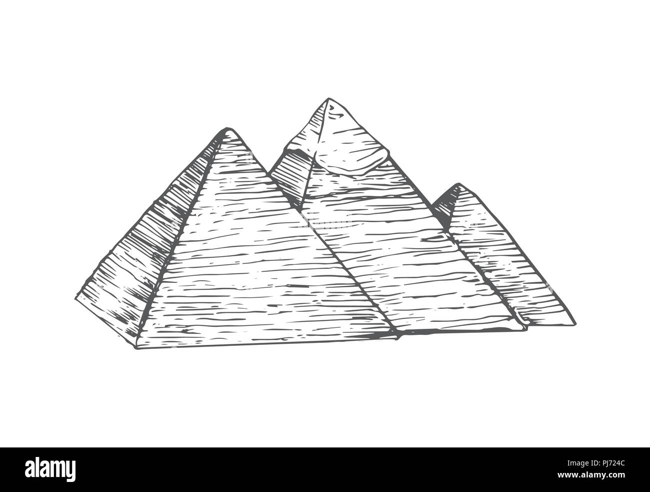 Ägypten Pyramiden im flachen Stil auf weißem Hintergrund. Stock Vektor