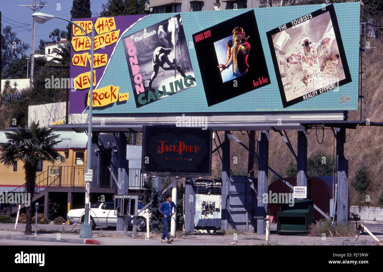 Epic Records Hinweistafel auf dem Sunset Strip circa 1980 Stockfoto