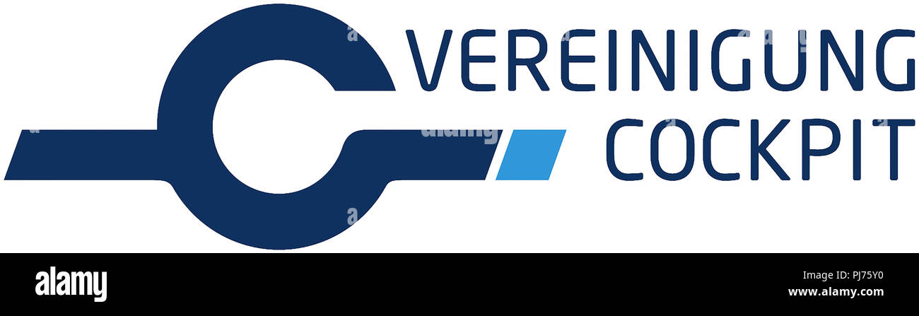 Logo der Deutschen Vereinigung der Piloten von Verkehrsflugzeugen Cockpit mit Sitz in Frankfurt am Main - Deutschland. Stockfoto