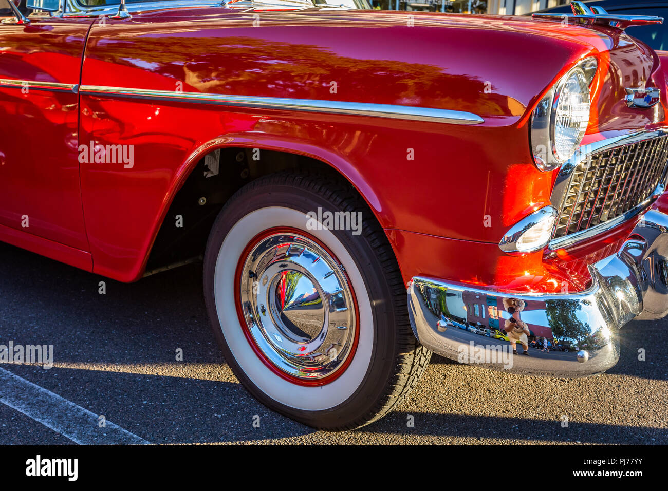 1955 Chevrolet BelAir Wandelanleihe zu einem Oldtimertreffen in Amelia Island, Florida. Stockfoto