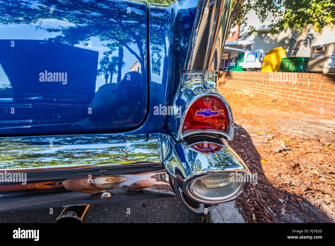 1957 Chevrolet BelAir coupé Bei einem Oldtimertreffen in Amelia Island, Florida. Stockfoto