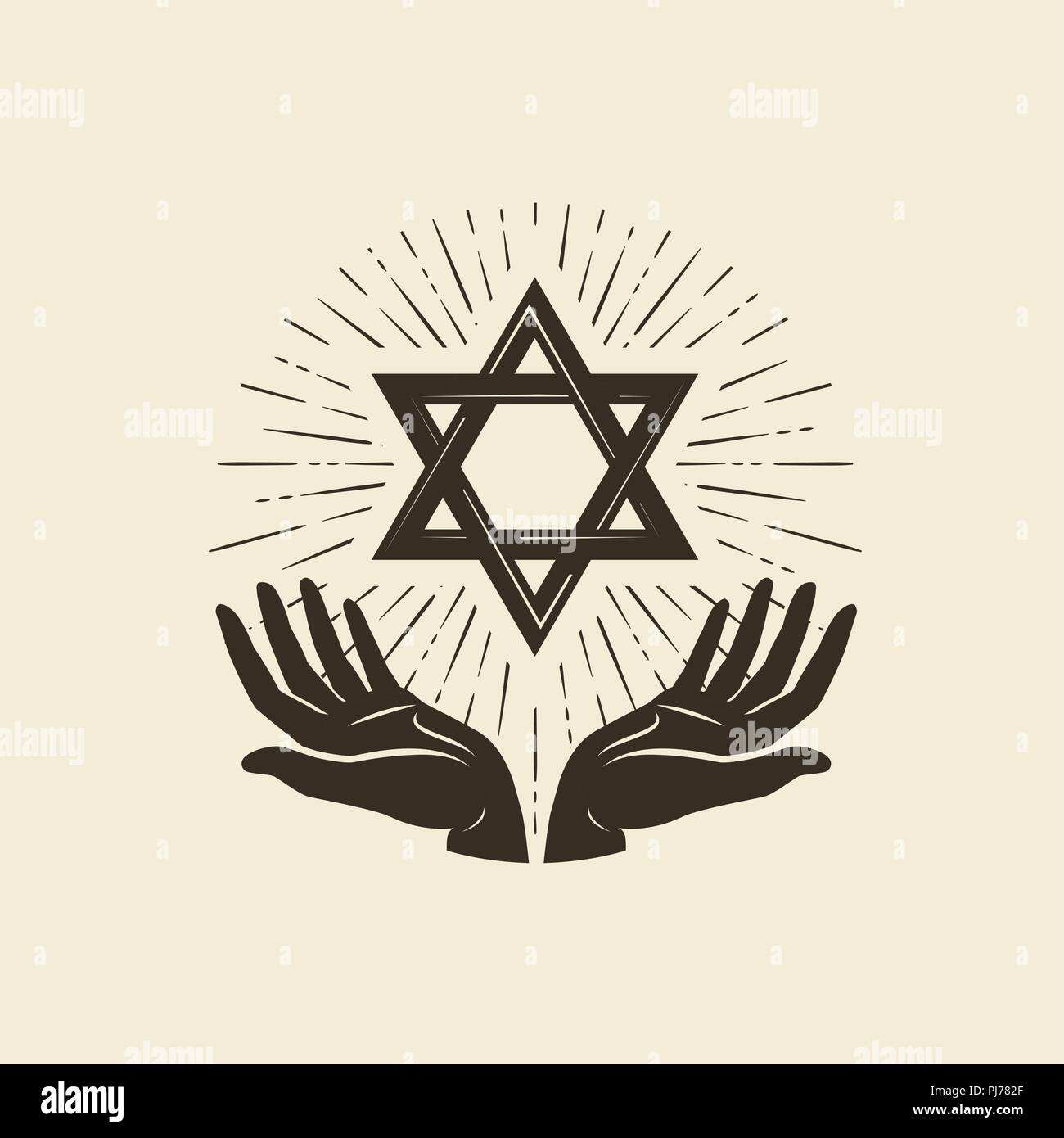David Stern, Symbol. Israel oder Judentum Emblem. Vector Illustration Stock Vektor