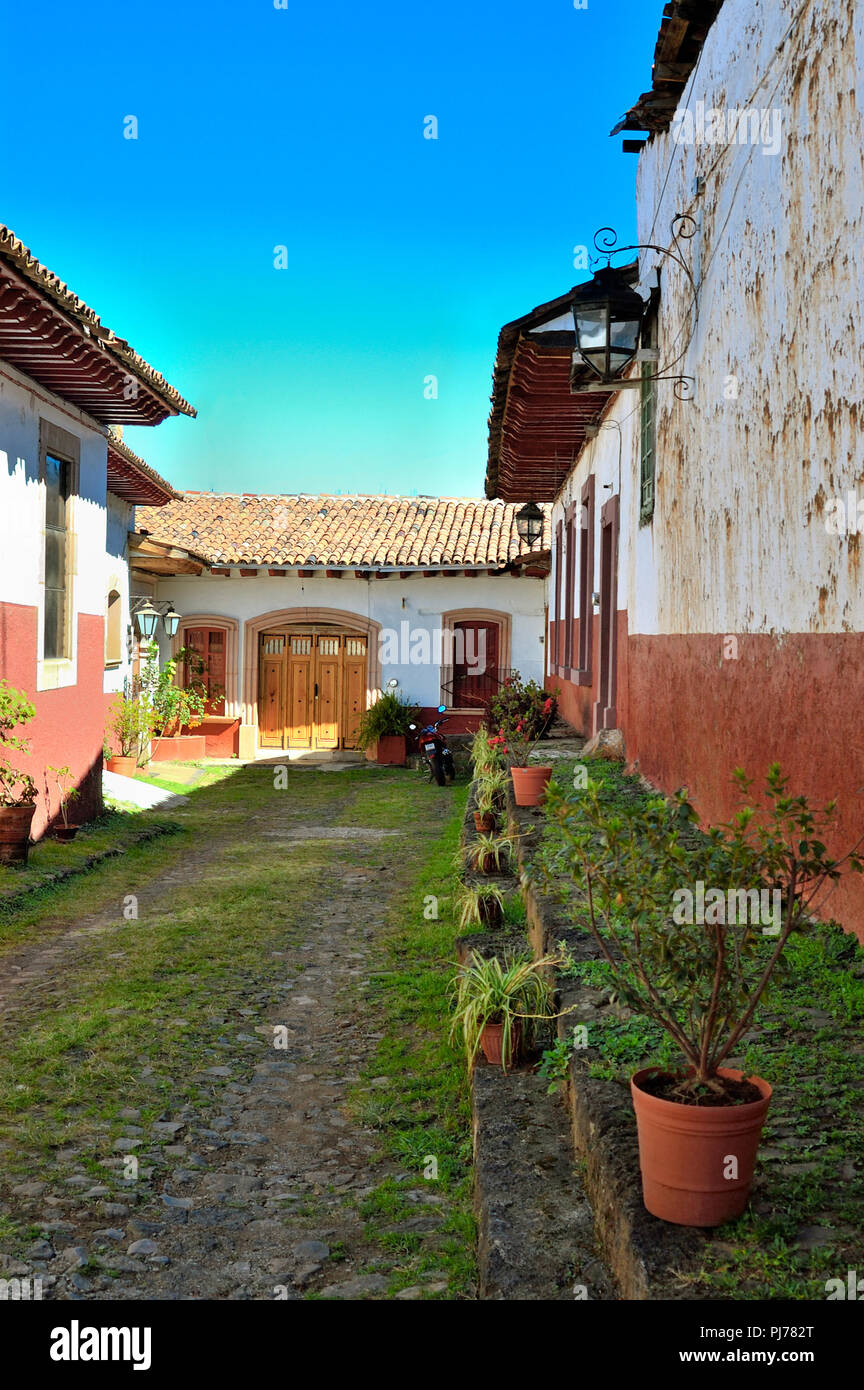 Alten rustikalen Straße in Patzcuaro, Michoacán, Mexiko Stockfoto
