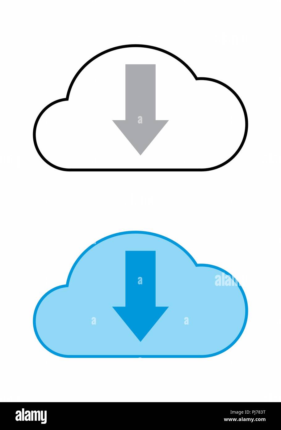 Ikonen der download Cloud auf dem weißen Hintergrund Stock Vektor