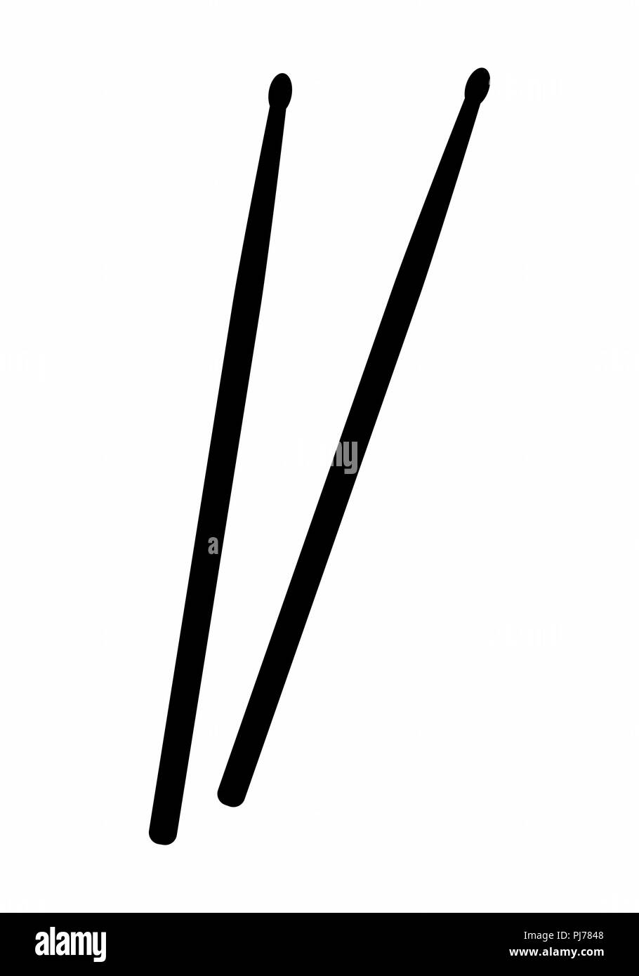 Schwarz und weiß Abbildung: Ein paar Trommelstöcke Stock Vektor