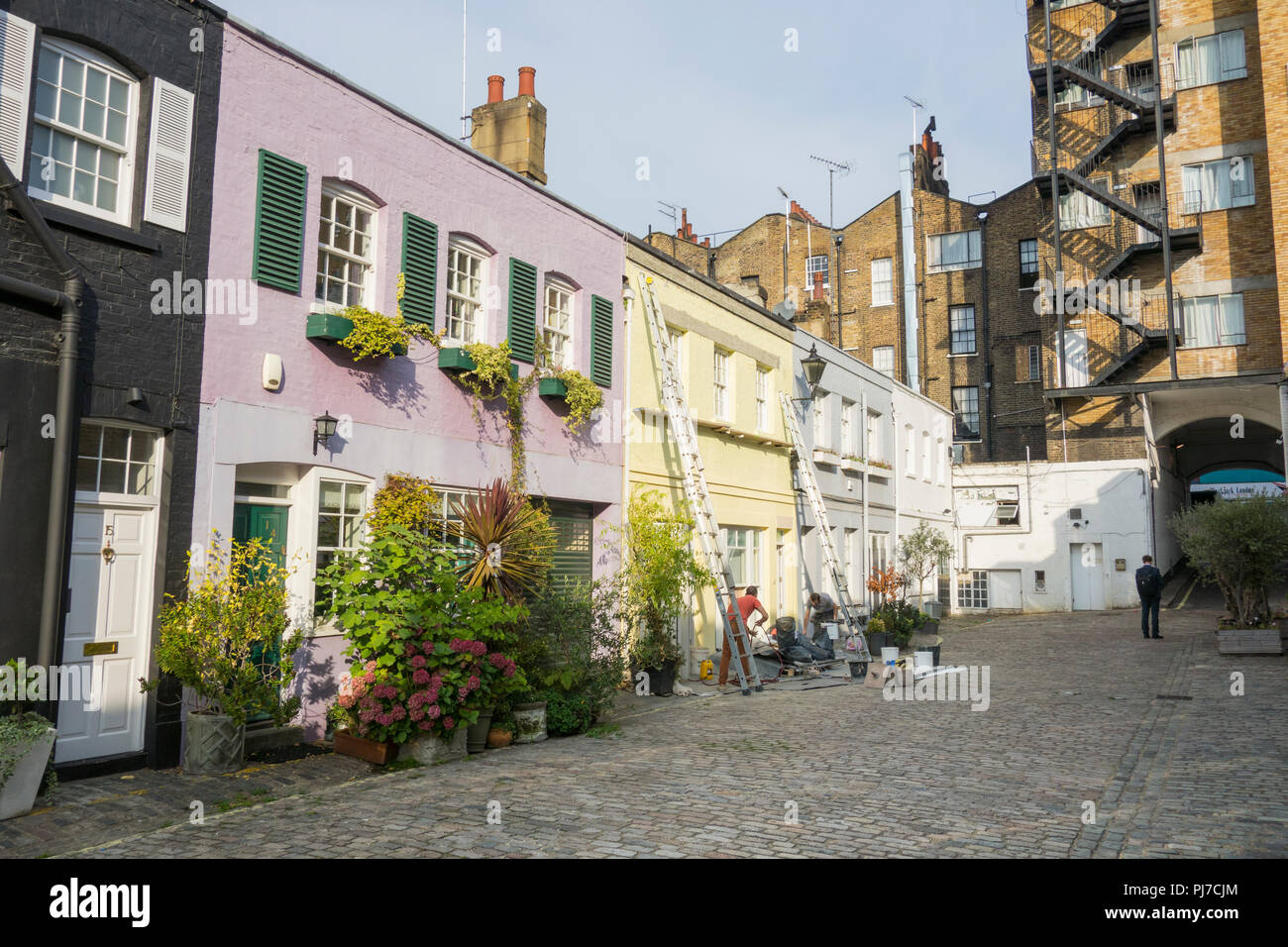 Mews Häuser auf Conduit Mews, Paddington, London, W2, UK Stockfoto