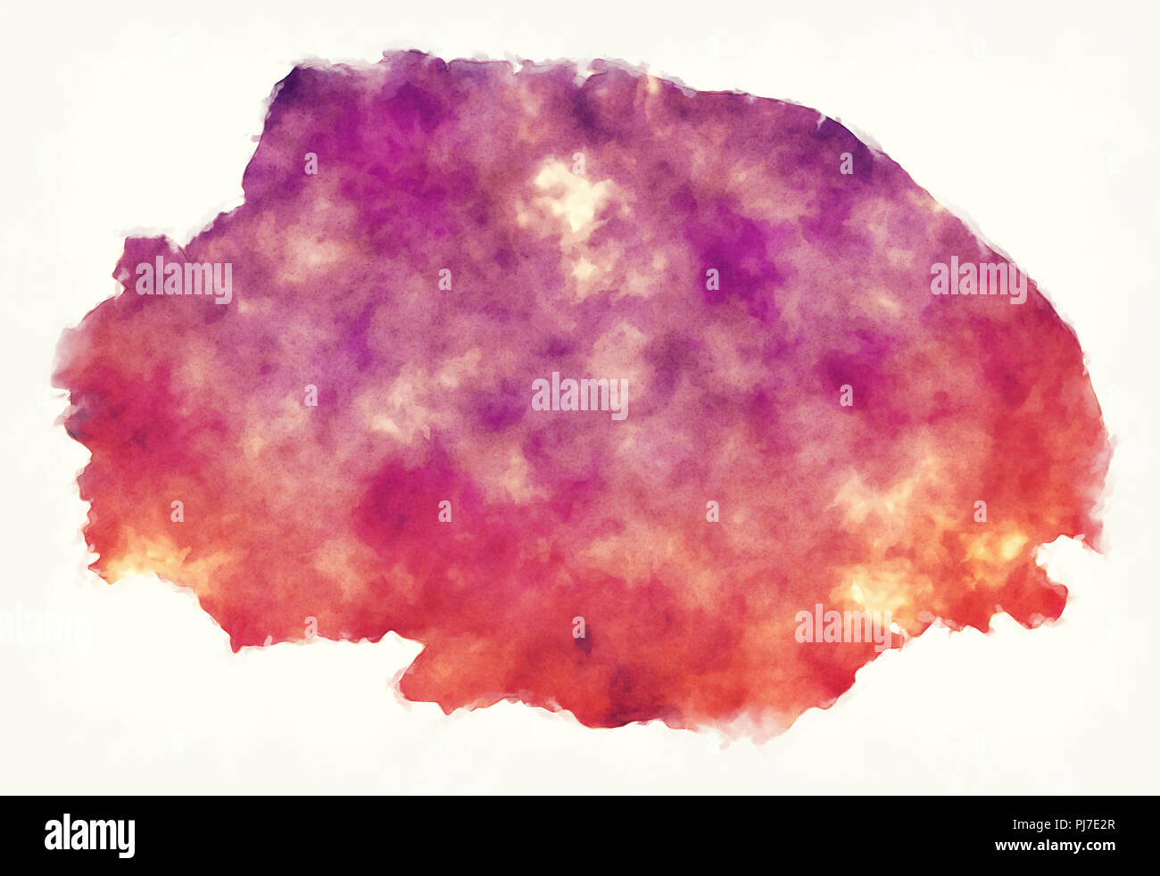 Norfolk County map England UK Aquarell vor einem weißen Hintergrund Stockfoto