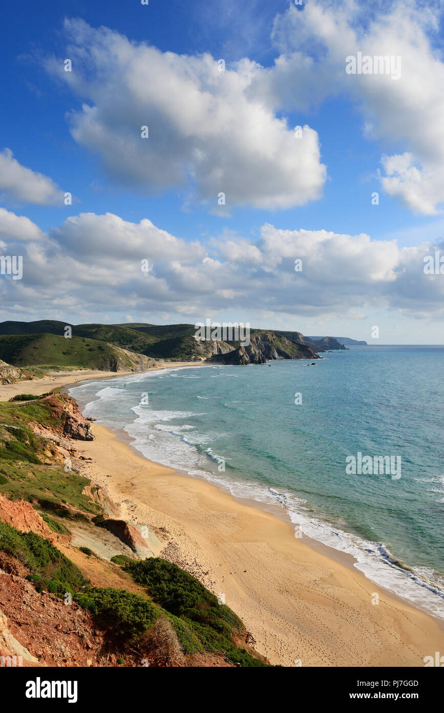Praia do Amado (Amado Strand). Parque Natural do Sudoeste Alentejano e Costa Vicentina, die wildesten Atlantikküste in Europa. Algarve, Portugal Stockfoto