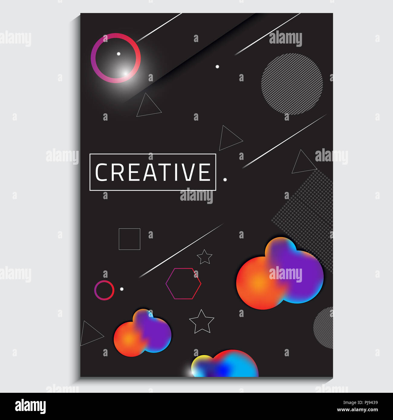 Flyer Layouts mit abstrakten bunten Hintergrund im Format A4 Stockfoto